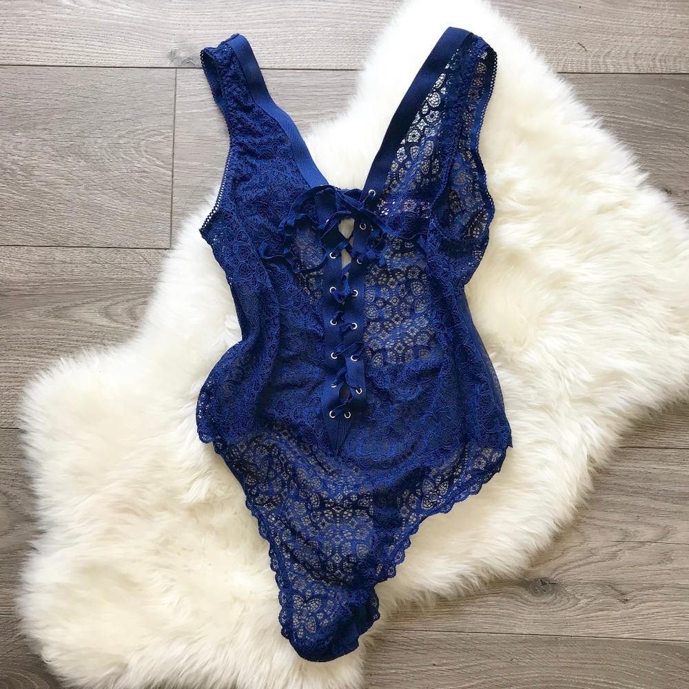 Victoria's Secret Blue Lace Bodysuit